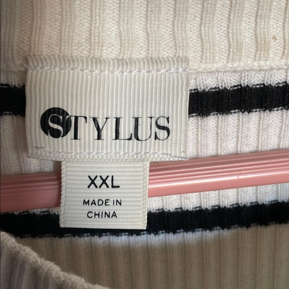 STYLUS Cream Ribbed Ruffled Blouse - Picture 2 of 3